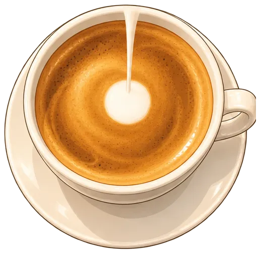 Close-up of a cup as milk is poured into espresso